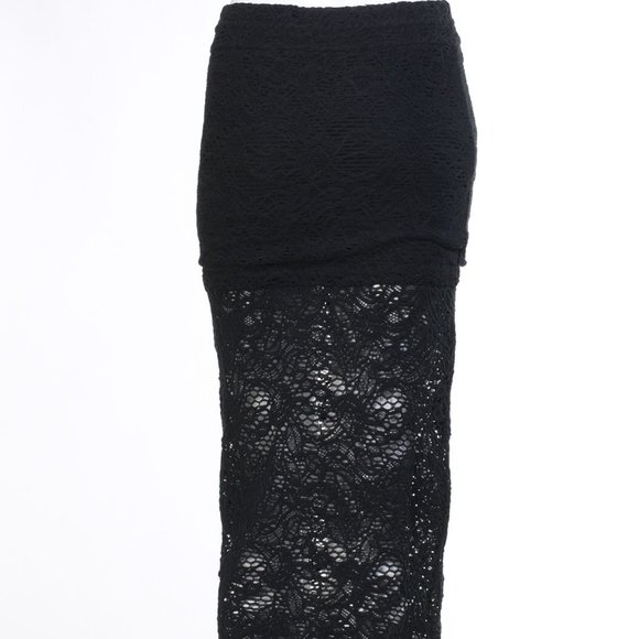 NWT IRO Black Cotton Blend Lace Knit Pull On Midi Skirt FR 42 (US 6-8) $250 - Picture 5 of 7